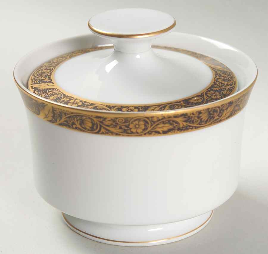Antique Gold Sugar Bowl & Lid by Bristol (Japan)-1
