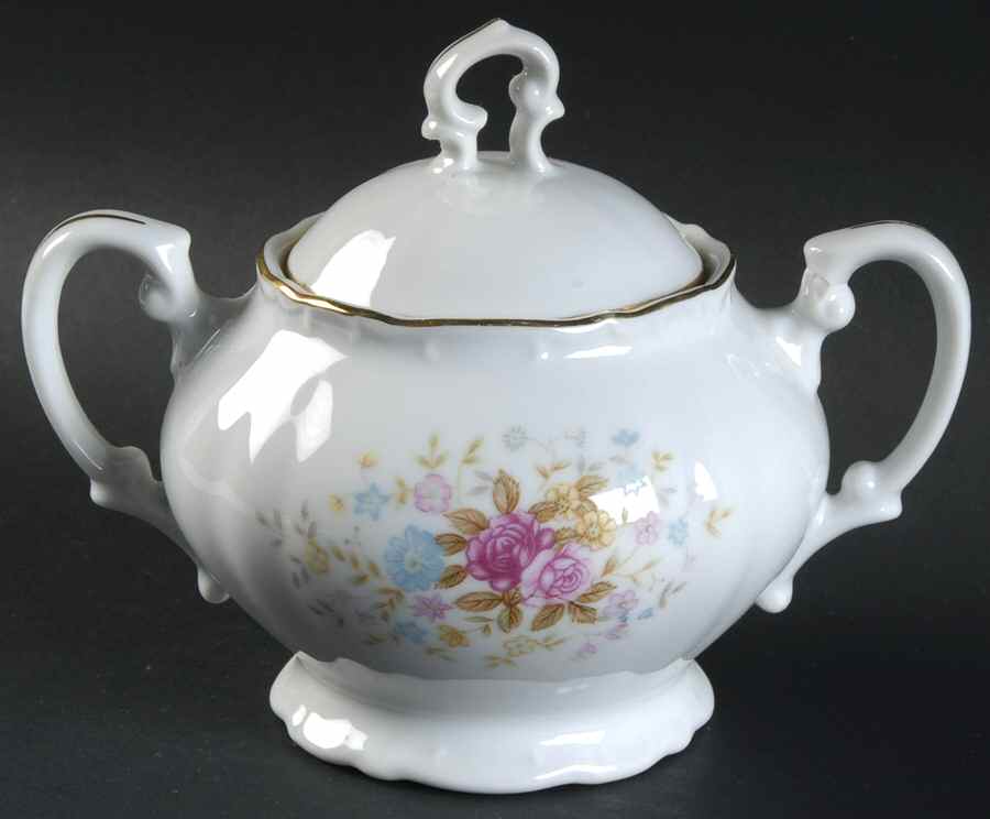 Bouquet Sugar Bowl & Lid by Bristol (Japan)-1