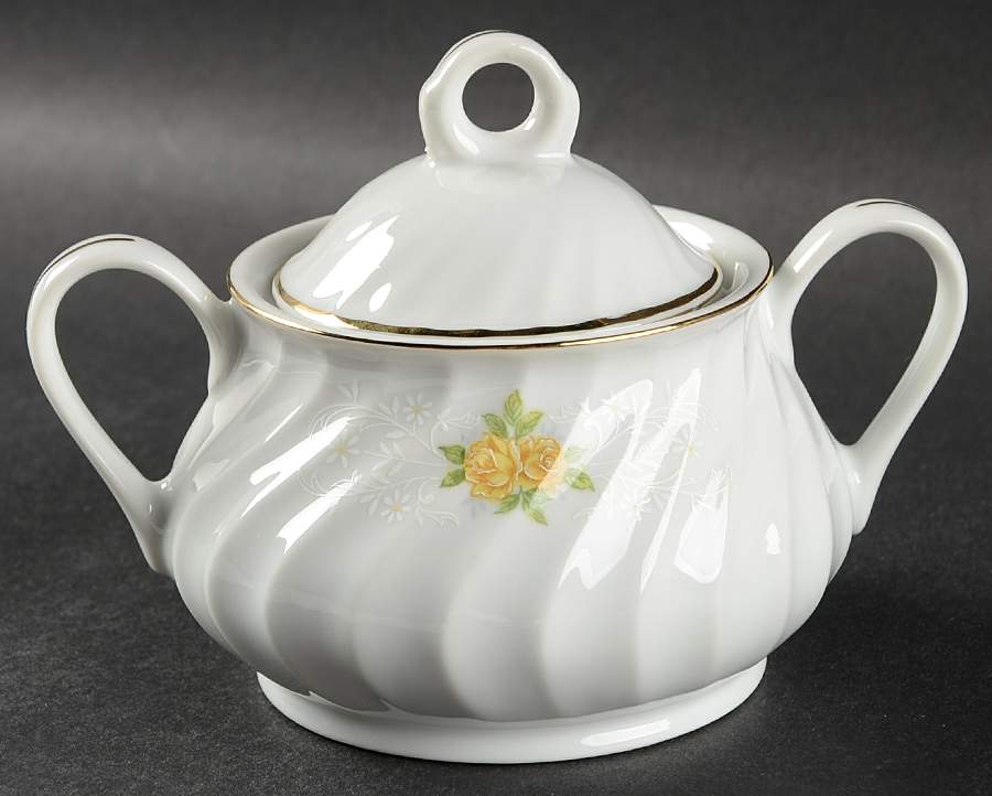 Bridal Bouquet Sugar Bowl & Lid by Bristol (Japan)-1
