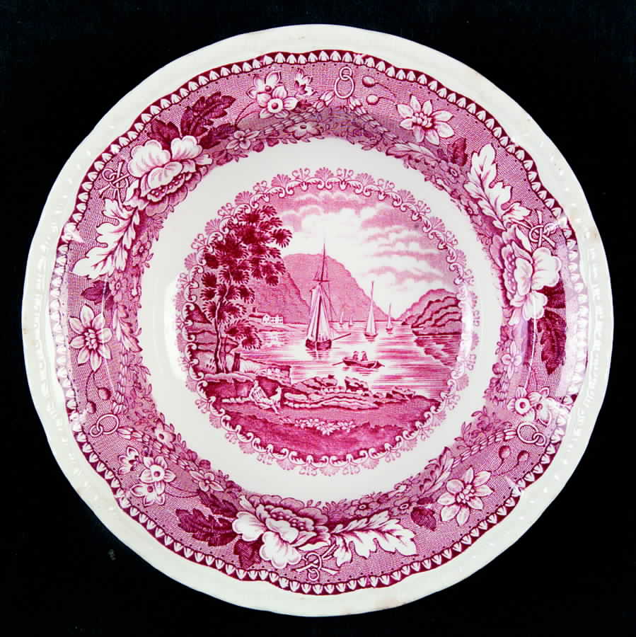 Bristol Scenes Red Rim Fruit/Dessert (Sauce) Bowl by Pountney-1