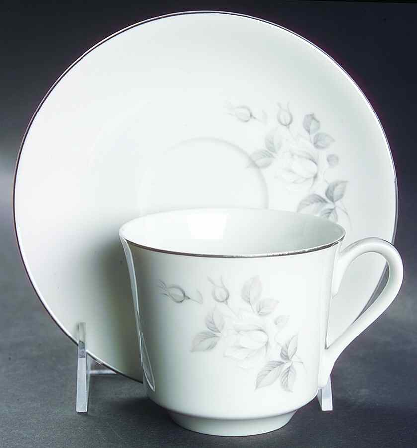 Chateau Rose Flat Cup & Saucer Set by Bristol (Japan)-1