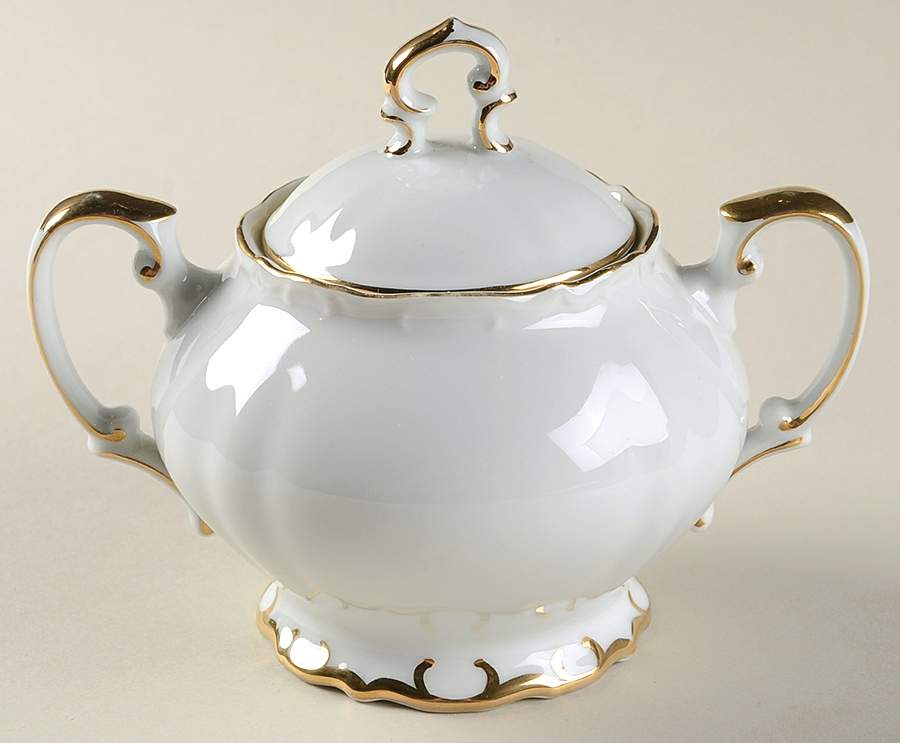 Esquire White Sugar Bowl & Lid by Bristol (Japan)-1