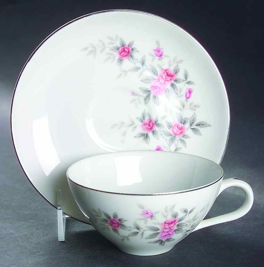 Kristine Flat Cup & Saucer Set by Bristol (Japan)-1