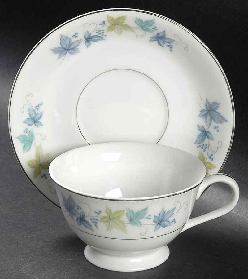 Leaves & Grapes Footed Cup & Saucer Set by Bristol (Japan)-1