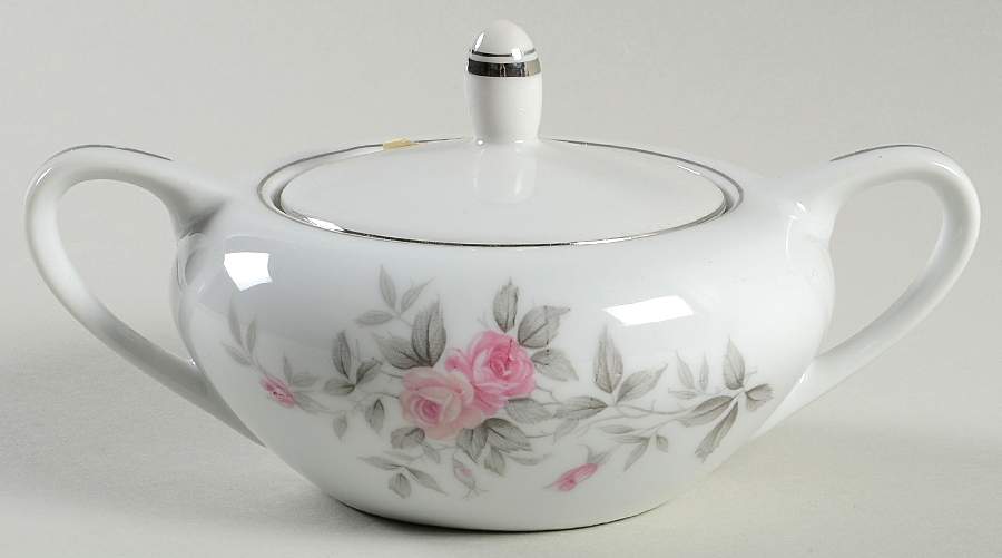 Pink Rose Sugar Bowl & Lid by Bristol (Japan)-1