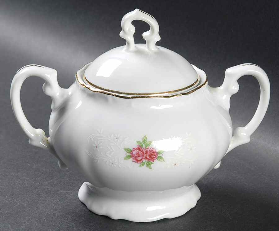 Rose Point Sugar Bowl & Lid by Bristol (Japan)-1