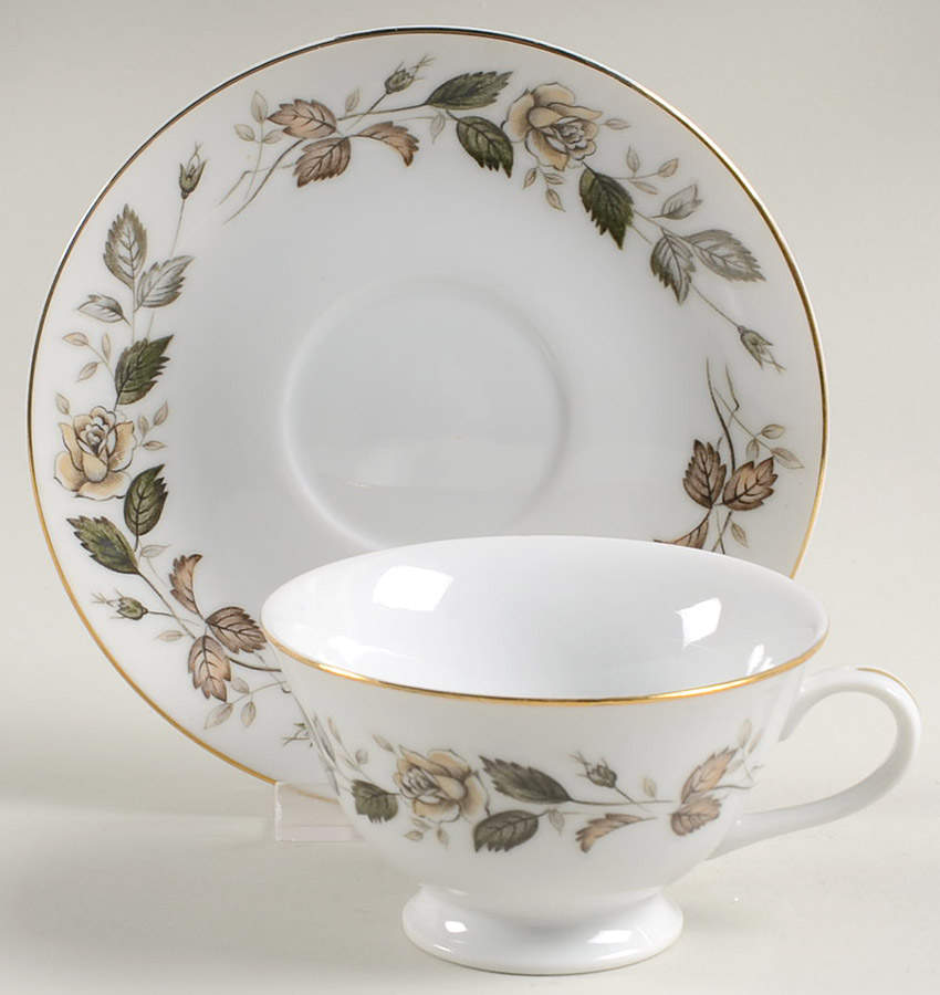 September Song Footed Cup & Saucer Set by Bristol (Japan)-1