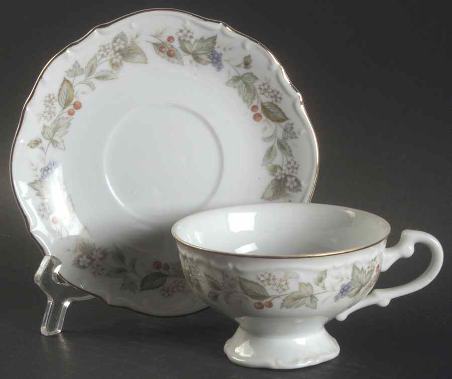 Spring Blossom Footed Cup & Saucer Set by Bristol (Japan)-1
