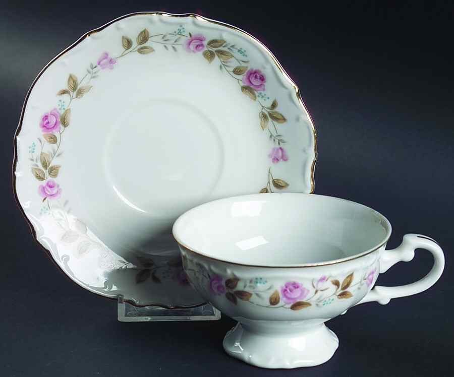 Spring Garden Footed Cup & Saucer Set by Bristol (Japan)-1