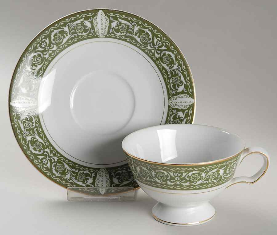 Spanish Scroll Footed Cup & Saucer Set by Bristol (Japan)-1