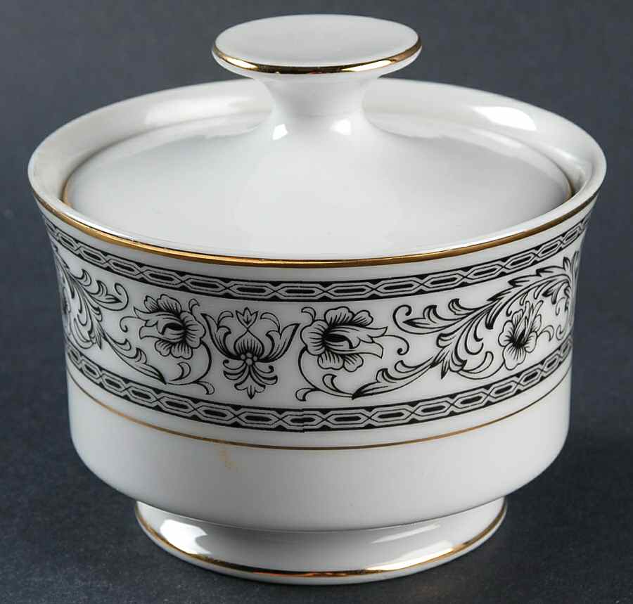 Tribute (Gold Trim) Sugar Bowl & Lid by Bristol (Japan)-1