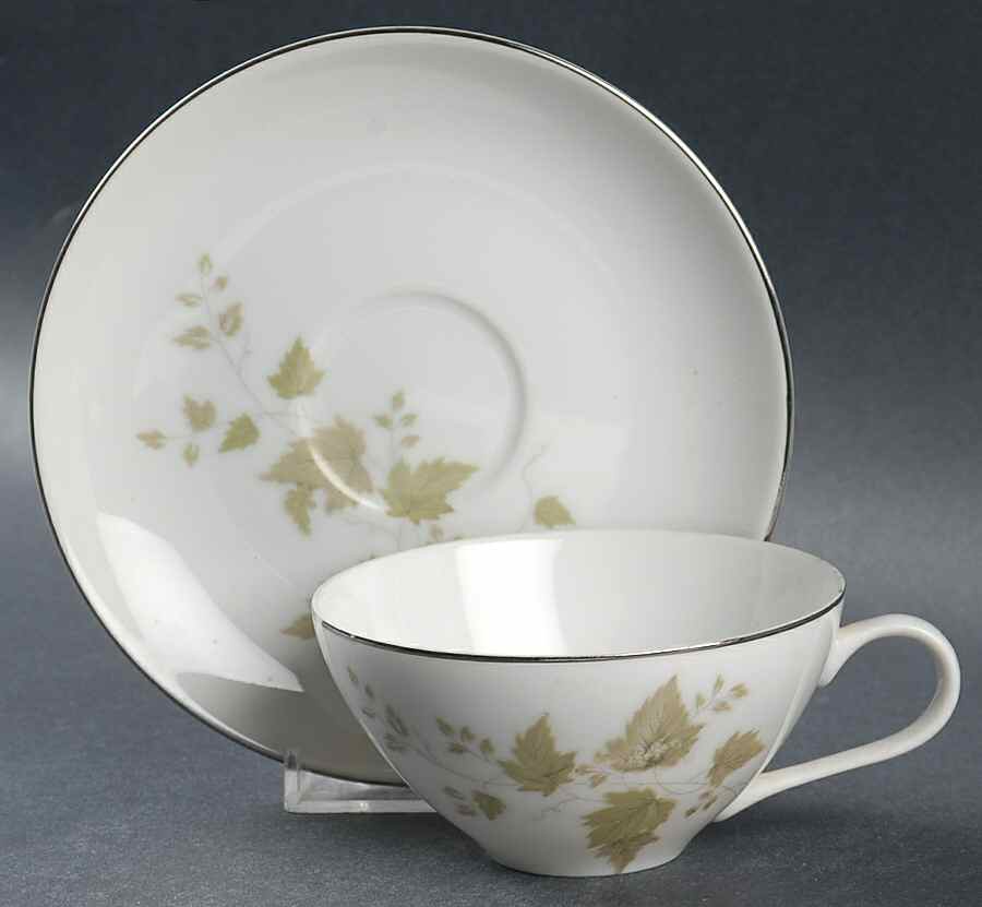 Woodvine Flat Cup & Saucer Set by Bristol (Japan)-1