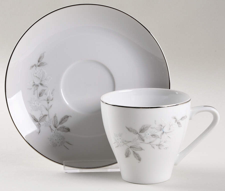 White Rose Flat Cup & Saucer Set by Brookwood-1