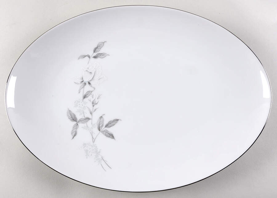 White Rose 14" Oval Serving Platter by Brookwood-1