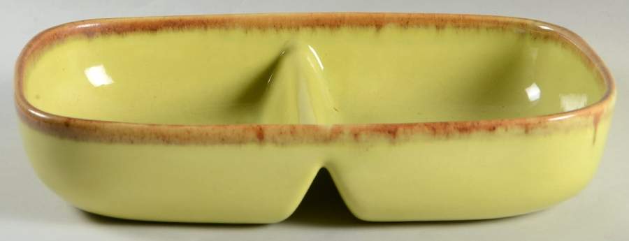 Desert Mist Green (Chartreuse) 11" Oval Divided Vegetable Bowl by Brock-1