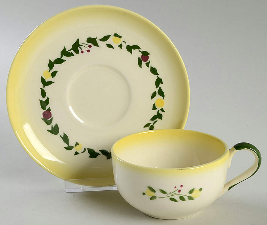 California Farmhouse Yellow Flat Cup & Saucer Set by Brock-1