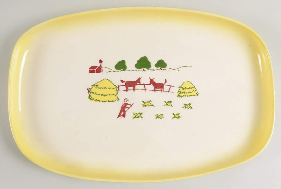 California Farmhouse Yellow 14" Oval Serving Platter by Brock-1