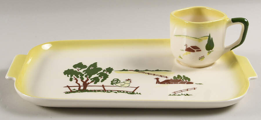 California Farmhouse Yellow Snack Plate & Cup Set by Brock-1