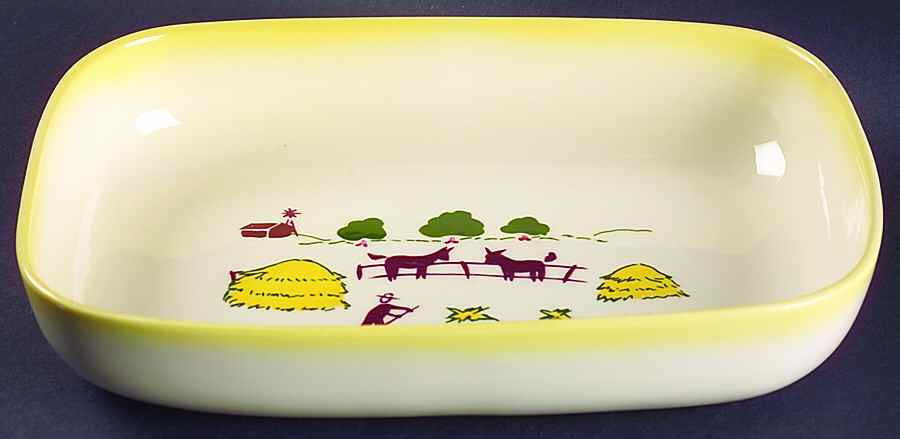 California Farmhouse Yellow 11" Oval Vegetable Bowl by Brock-1
