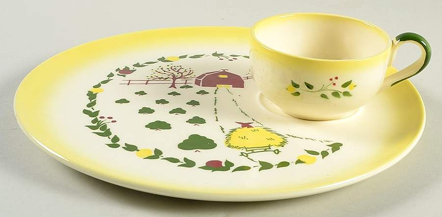 California Farmhouse Yellow Snack Plate & Cup Set by Brock-1