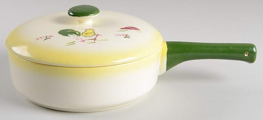California Farmhouse Yellow 1 Qt Round Covered Casserole by Brock-1