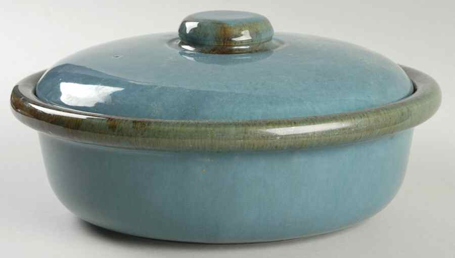 California Rustic (Turquoise) Round Covered Vegetable by Brock-1