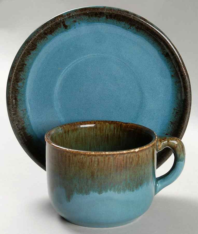 California Rustic (Turquoise) Flat Cup & Saucer Set by Brock-1