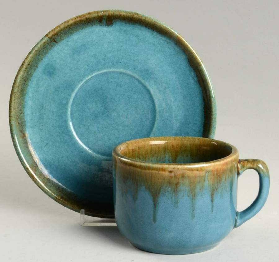 California Rustic (Turquoise) Flat Cup & Saucer Set by Brock-1