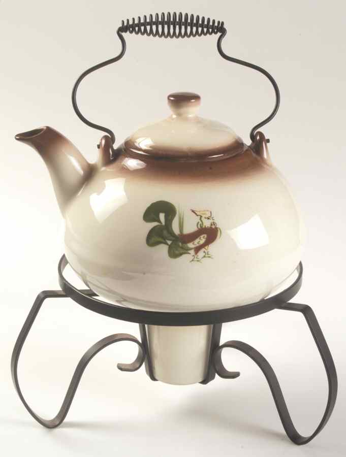 Chanticleer Tea Kettle & Metal Warmer Stand by Brock-1