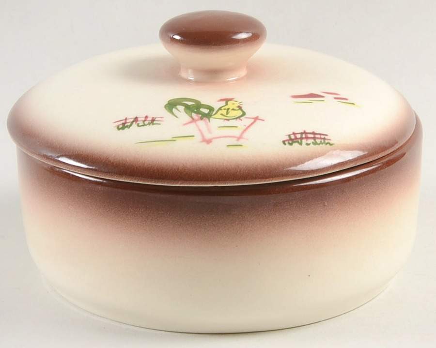 Country Lane Brown Lazy Susan Center with Lid by Brock-1