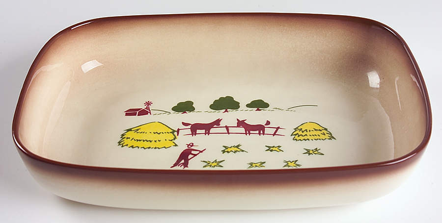Country Lane Brown 10" Rectangular Vegetable Bowl by Brock-1