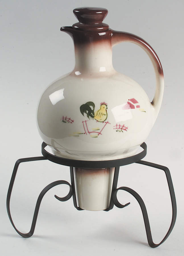 Country Lane Brown Coffee Jug with Metal Stand & Cer Hld by Brock-1