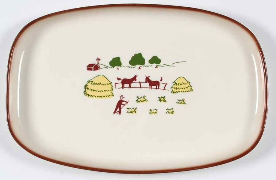 Country Lane Brown 14" Oval Serving Platter by Brock-1