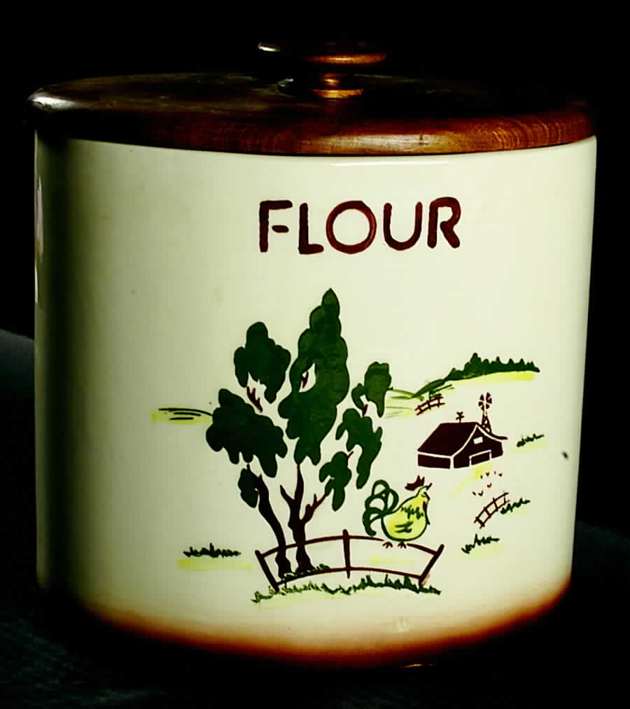 Harvest (Brown Trim) Flour Canister & Wood Lid by Brock-1