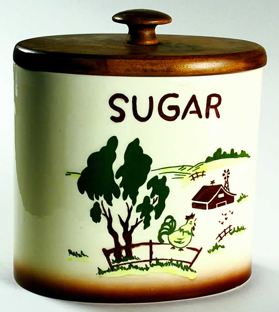 Harvest (Brown Trim) Sugar Canister & Wood Lid by Brock-1