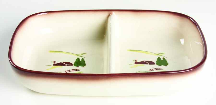 Harvest (Brown Trim) Rectangular Divided Vegetable Bowl by Brock-1