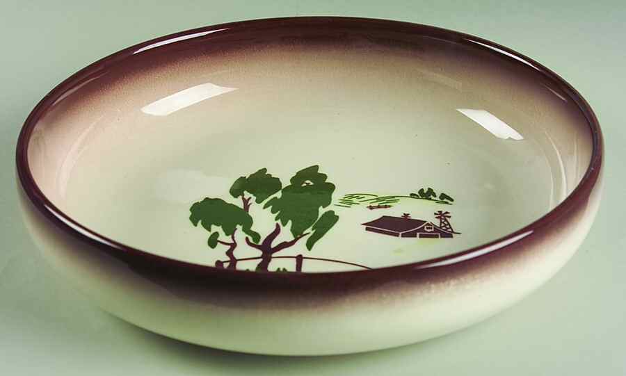 Harvest (Brown Trim) 9" Round Vegetable Bowl by Brock-1