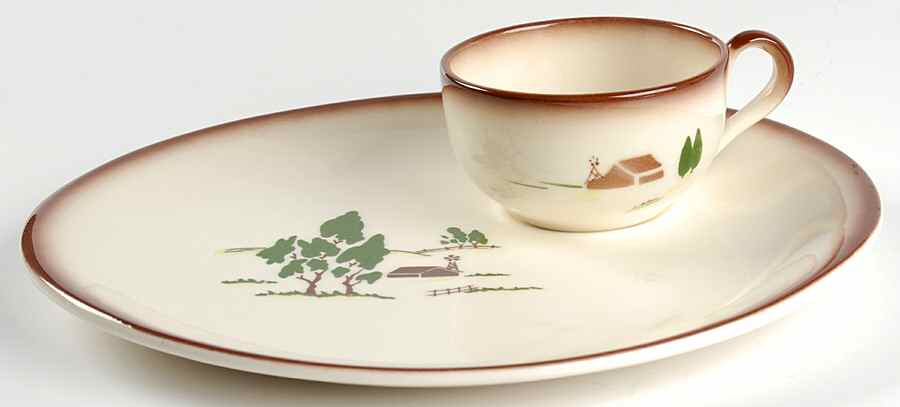 Harvest (Brown Trim) Snack Plate & Cup Set by Brock-1