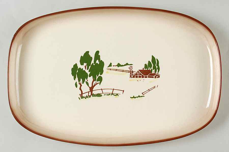 Harvest (Brown Trim) 14" Rectangular Serving Platter by Brock-1