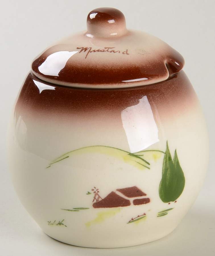 Harvest (Brown Trim) Mustard Jar & Lid by Brock-1