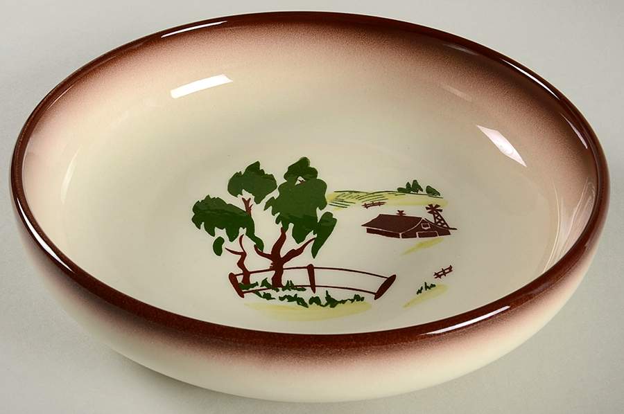 Harvest (Brown Trim) 8" Round Vegetable Bowl by Brock-1