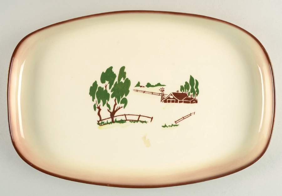 Harvest (Brown Trim) 14" Oval Serving Platter by Brock-1