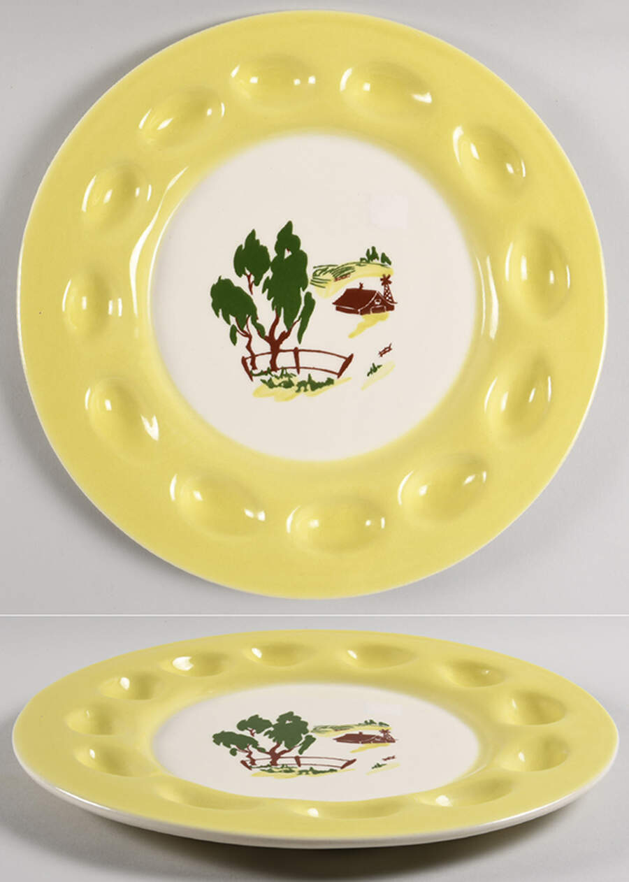 Harvest (Yellow Trim) Deviled Egg Plate by Brock-1