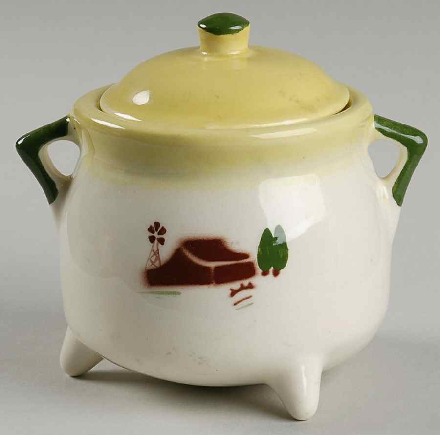 Harvest (Yellow Trim) Sugar Bowl & Lid by Brock-1