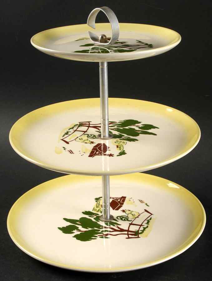 Harvest (Yellow Trim) 3-Tiered Serving Tray (DP, SP, BB) by Brock-1