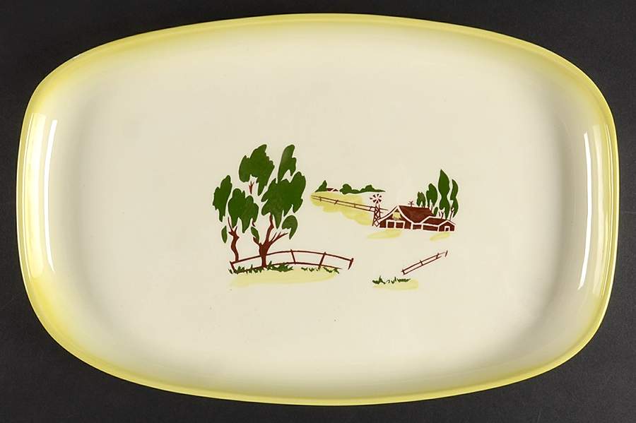 Harvest (Yellow Trim) 14" Oval Serving Platter by Brock-1