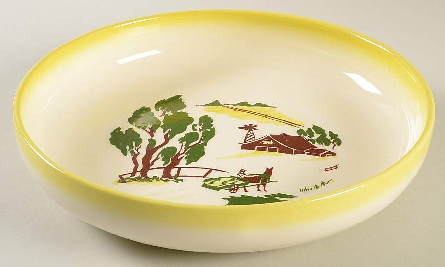 Harvest (Yellow Trim) 11" Round Vegetable Bowl by Brock-1