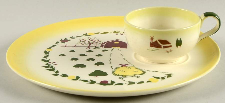 Harvest (Yellow Trim) Snack Plate & Cup Set by Brock-1