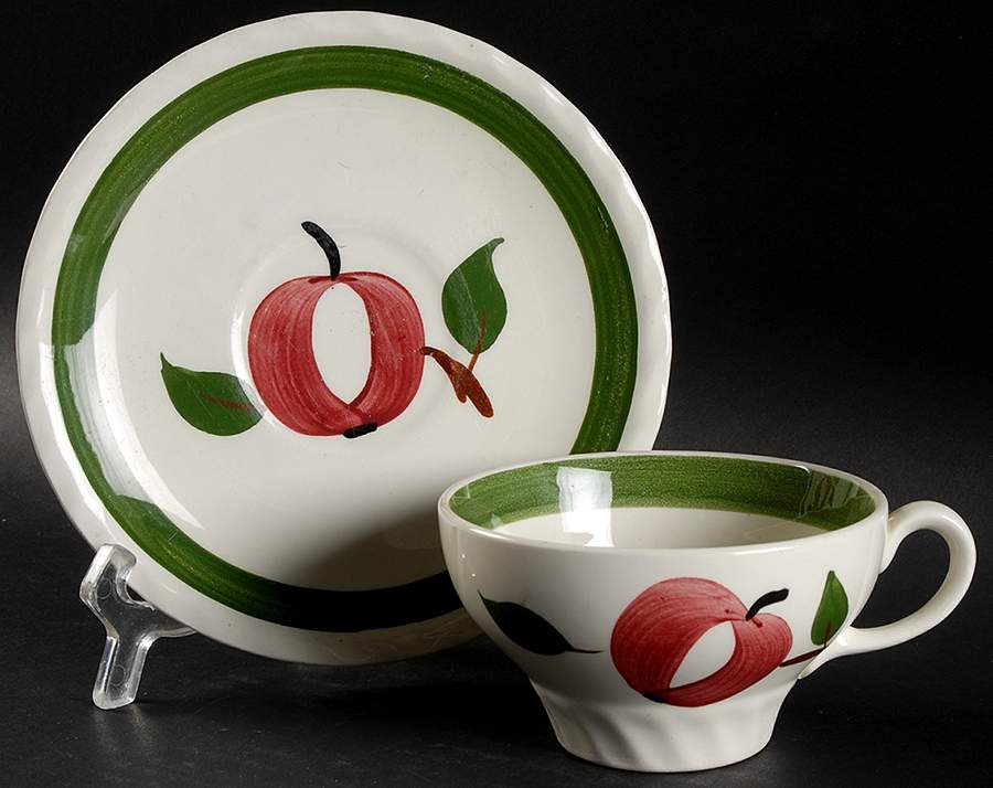 Apple Crunch Flat Cup & Saucer Set by Blue Ridge Southern Pottery-1