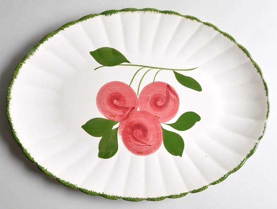 Apple Trio 15" Oval Serving Platter by Blue Ridge Southern Pottery-1